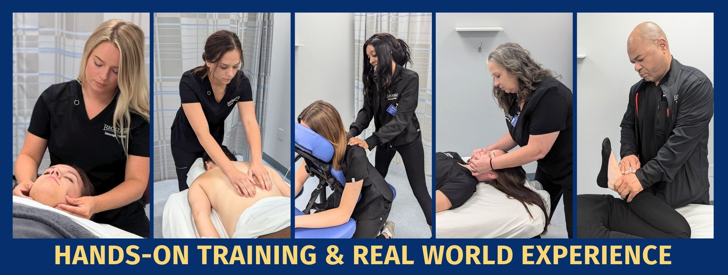 Hands on training and real experience at Beckfield college. Medical Massage Therapy Program. 