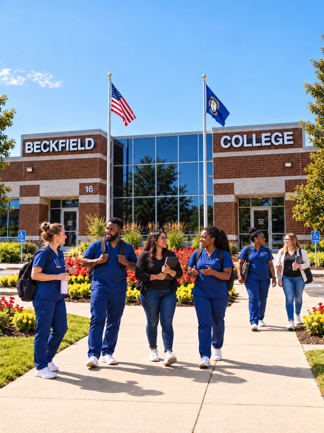 Beckfield College nursing students in a campus healthcare learning environment